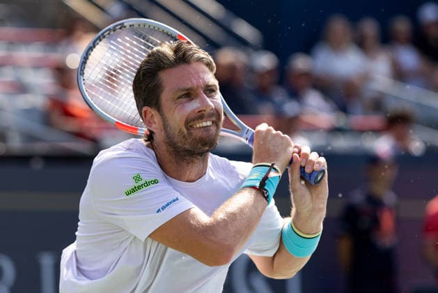 August 6, 2026, Montreal, Quebec, Canada: CAMERON NORRIE from Great Britain backhand in match against Alex de Minaur (3) from Australia in third round at Canadian Open at IGA stadium in Montreal, Quebec, Canada on 2026-08-06 TENNIS: Canadian Open Montreal 2026  - ZUMAl189 20260806_zsp_l189_044 Copyright: xYannickxLegarex
