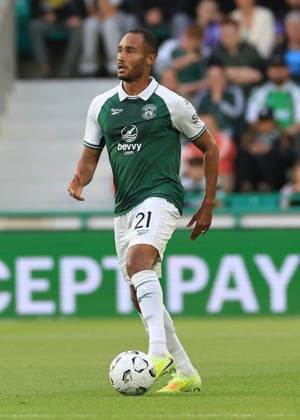 Hibernian v KF Shk‘ndija UEFA Europa Conference League Jordan Obita of Hibernian on the ball during the UEFA Europa Conference League Third Qualifying Round First Leg match at Easter Road, Edinburgh 06 08 2026 UK Newspapers OUT Copyright: xFredxPalmerx FIL-23732-0160