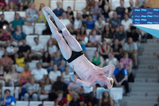 Men 10m platform diving final European Aquatics Championships - Saint-Denis Germany s diver Jaden Shiloh Eikermann Gregorchuk competes in the men s 10m platform diving final event during the LEN European Aquatics Championships, at the Olympic Aquatics Centre in Saint-Denis, northeastern suburbs of Paris on August 6, 2026. Photo by Raphael Lafargue ABACAPRESS.COM Saint-Denis France  Copyright: xLafarguexRaphael ABACAx