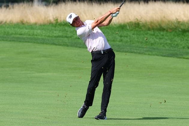 BEDMINSTER, NJ - AUGUST 06: Carlos Ortiz of Torque GC plays from the 9th fairway during the first round of LIV Golf New York on August 6, 2026 at Trump National Golf Club in Bedminster, New Jersey. (Photo by Rich Graessle Icon Sportswire) GOLF: AUG 06 LIV Golf New York EDITORIAL USE ONLY Icon260806299451