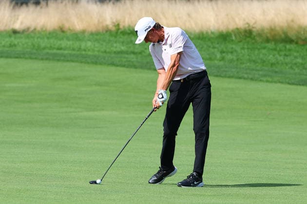 BEDMINSTER, NJ - AUGUST 06: Carlos Ortiz of Torque GC plays from the 9th fairway during the first round of LIV Golf New York on August 6, 2026 at Trump National Golf Club in Bedminster, New Jersey. (Photo by Rich Graessle Icon Sportswire) GOLF: AUG 06 LIV Golf New York EDITORIAL USE ONLY Icon260806299631