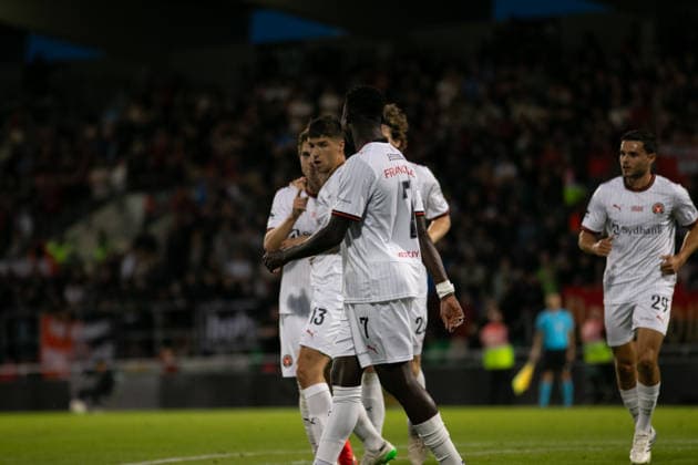 seen celebration after score goal during UEFA Conference League qualifying game between teams of Bohemians FC and FC Midtjylland (Maria Eduarda Lopes Ball Raw Images) Dublin Tallaght Stadium Ireland Copyright: xMariaxEduardaxLopesx Maria Eduarda Lopes Sebold (100 de 146)