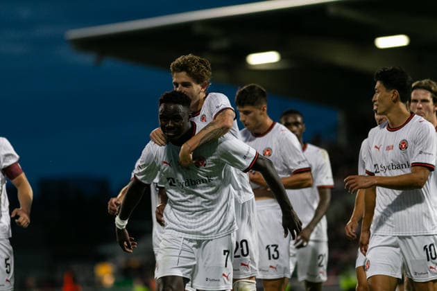 seen celebration after score goal during UEFA Conference League qualifying game between teams of Bohemians FC and FC Midtjylland (Maria Eduarda Lopes Ball Raw Images) Dublin Tallaght Stadium Ireland Copyright: xMariaxEduardaxLopesx Maria Eduarda Lopes Sebold (120 de 146)