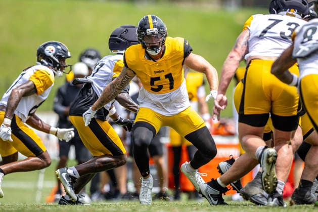 August 6, 2026, Latrobe, Pennsylvania, USA: Pittsburgh Steelers linebacker NICK HERBIG (51) during the Pittsburgh Steelers Training Camp in Latrobe, Pennsylvania. Latrobe USA - ZUMAg257 20260806_zsp_g257_066 Copyright: xBrentxGudenschwagerx