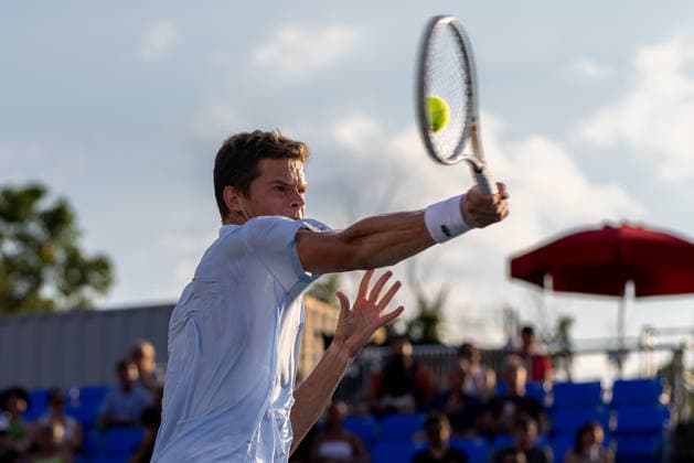 August 6, 2026, Montreal, Quebec, Canada: ALEXANDER BLOCKX (27) from Belgium forehand in match against Jiri Lehecka (8) from Czech Republic in third round at Canadian Open at IGA stadium in Montreal, Quebec, Canada on 2026-08-06 Montreal Canada - ZUMAl189 20260806_zsp_l189_093 Copyright: xYannickxLegarex