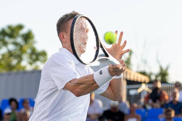 August 6, 2026, Montreal, Quebec, Canada: JIRI LEHECKA (8)from Czech Republic forehand in match against Alexander Blockx (27) from Belgium in third round at Canadian Open at IGA stadium in Montreal, Quebec, Canada on 2026-08-06 TENNIS: Canadian Open Montreal 2026  - ZUMAl189 20260806_zsp_l189_090 Copyright: xYannickxLegarex