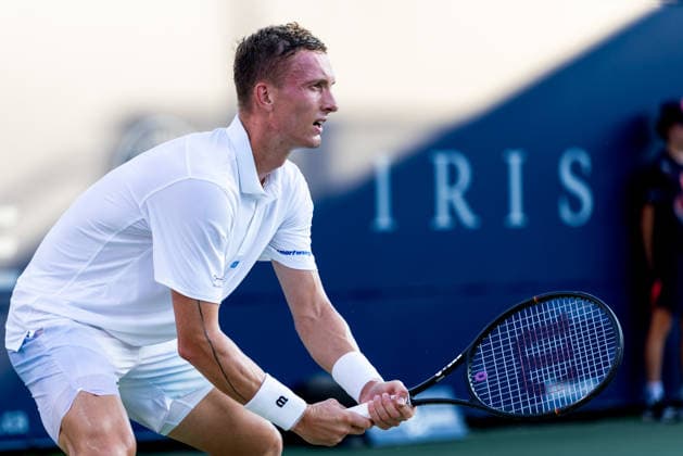 August 6, 2026, Montreal, Quebec, Canada: JIRI LEHECKA (8)from Czech Republic waiting service in match against Alexander Blockx (27) from Belgium in third round at Canadian Open at IGA stadium in Montreal, Quebec, Canada on 2026-08-06 TENNIS: Canadian Open Montreal 2026  - ZUMAl189 20260806_zsp_l189_106 Copyright: xYannickxLegarex