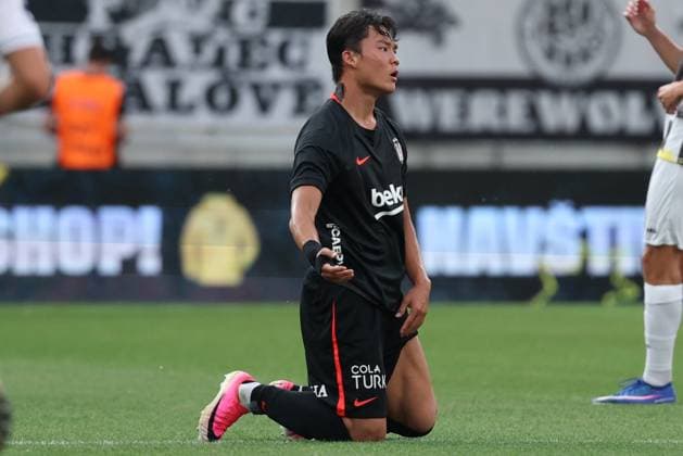06.August.2026 - SOCCER - 2026 27 UEFA EUROPA LEAGUE, Third Qualifying Round, 1st Leg FC Hradec Kralove vs Besiktas JK Hyeongyu Oh (Besiktas) shows disappointment during the match Hradec Kralove Hradec Kralove, Czech Republic Malsovicka Arena Malsovicka Arena Czech Republic Copyright: xYigitxOermex xPsxImagesxYigitxOermex xPsxImagesx