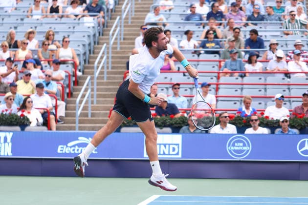 ATP, Tennis Herren Masters 1000 National Bank Open Montreal 2026 - Round of 32 - Day 6 Cameron Norrie of United Kingdom serves during the Men™s round of 32 match against Ãlex de Minaur of Australia on day 6 of the ATP Masters 1000 National Bank Open at IGA Stadium. on August 6, 2026, in Montreal, Canada. (Photo by Horacio Zamora Eyepix Group) Copyright: xHoracioxZamorax xEyepixxGroupx HZ_06082026_194169