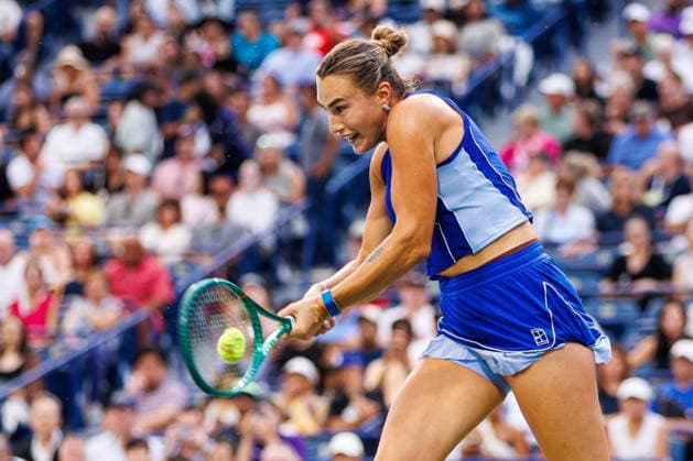 August 6, 2026, Toronto, On, Canada: Aryna Sabalenka returns a ball from Shuai Zhang of China during National Bank Open tennis action in Toronto, on Thursday, Aug. 6, 2026. Canada News - August 6, 2026  - ZUMAc35_ 20260806_zaf_c35_082 Copyright: xKeitoxNewmanx