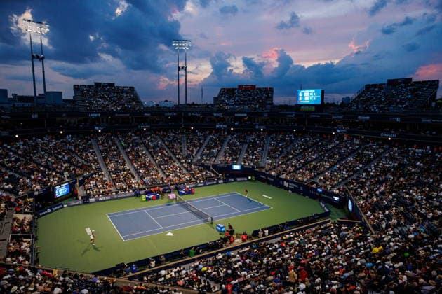 August 6, 2026, Toronto, On, Canada: Aryna Sabalenka serves the ball to Shuai Zhang of China during National Bank Open tennis action in Toronto, on Thursday, Aug. 6, 2026. Canada News - August 6, 2026  - ZUMAc35_ 20260806_zaf_c35_102 Copyright: xKeitoxNewmanx
