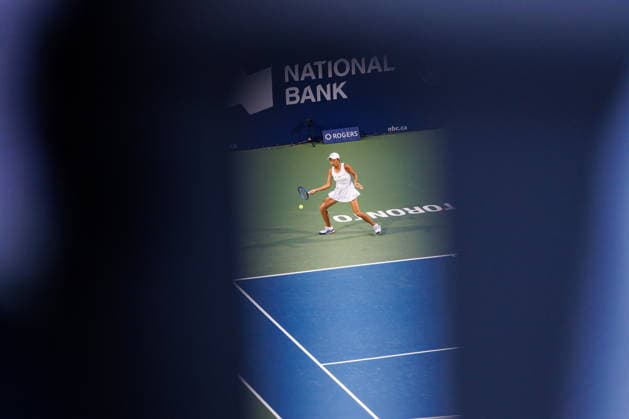 August 6, 2026, Toronto, On, Canada: Shuai Zhang of China returns a ball from Aryna Sabalenka during National Bank Open tennis action in Toronto, on Thursday, Aug. 6, 2026. Canada News - August 6, 2026  - ZUMAc35_ 20260806_zaf_c35_103 Copyright: xKeitoxNewmanx