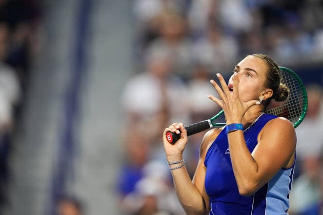 National Bank Open 2026 - Day 6 TORONTO, CANADA - AUGUST 6 : Aryna Sabalenka reacts after losing a point against Shui Zhang of China in the round of 32 during the WTA, Tennis Damen 1000 National Bank Open in Toronto, Ontario, Canada on August 6, 2026. Mert Alper Dervis Anadolu Ontario Canada. Editorial use only. Please get in touch for any other usage.  Copyright: x2026xAnadoluxMertxAlperxDervisx