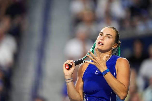 National Bank Open 2026 - Day 6 TORONTO, CANADA - AUGUST 6 : Aryna Sabalenka reacts after losing a point against Shui Zhang of China in the round of 32 during the WTA, Tennis Damen 1000 National Bank Open in Toronto, Ontario, Canada on August 6, 2026. Mert Alper Dervis Anadolu Ontario Canada. Editorial use only. Please get in touch for any other usage.  Copyright: x2026xAnadoluxMertxAlperxDervisx