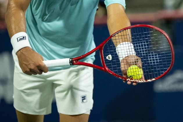 MONTREAL, QC - AUGUST 06: Brandon Nakashima from USA serves the ball against Titouan Droguet from France during their singles third round match on day five of the ATP, Tennis Herren 1000 National Bank Open presented by Rogers at Stade IGA on August 6, 2026 in Montreal, Quebec, Canada.(Photo by Vincent Ethier Icon Sportswire) TENNIS: AUG 06 National Bank Open EDITORIAL USE ONLY Icon2608067170