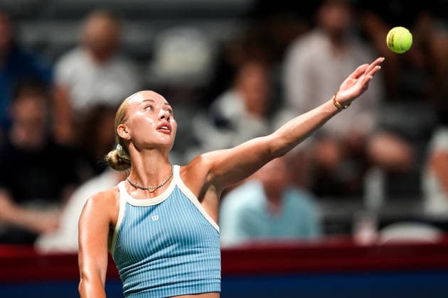 National Bank Open 2026 - Day 6 TORONTO, CANADA - AUGUST 6 : Anastasia Potapova of Austria in action against Elina Svitolina of Ukraine in the round of 32 during the WTA, Tennis Damen 1000 National Bank Open in Toronto, Ontario, Canada on August 6, 2026. Mert Alper Dervis Anadolu Ontario Canada. Editorial use only. Please get in touch for any other usage.  Copyright: x2026xAnadoluxMertxAlperxDervisx