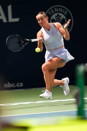 National Bank Open 2026 - Day 6 TORONTO, CANADA - AUGUST 6 : Elina Svitolina of Ukraine in action against Anastasia Potapova of Austria of in the round of 32 during the WTA, Tennis Damen 1000 National Bank Open in Toronto, Ontario, Canada on August 6, 2026. Mert Alper Dervis Anadolu Ontario Canada. Editorial use only. Please get in touch for any other usage.  Copyright: x2026xAnadoluxMertxAlperxDervisx