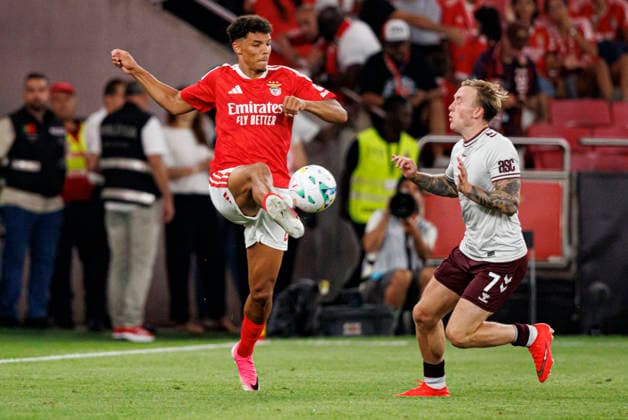 Alexander Bah seen during UEFA Europa League qualifying game between teams of SL Benfica and Heart of Midlothian FC (Maciej Rogowski Ball Raw Images PT) Lisbon Estadio Da Luz Portugal Copyright: xMaciejxRogowskix maciejrogowski_slbenfica_hearts_2627_5-135