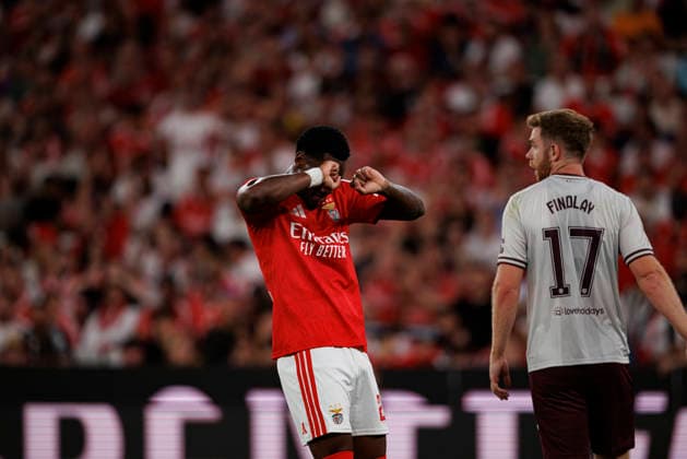 Jhon Duran seen during UEFA Europa League qualifying game between teams of SL Benfica and Heart of Midlothian FC (Maciej Rogowski Ball Raw Images PT) Lisbon Estadio Da Luz Portugal Copyright: xMaciejxRogowskix maciejrogowski_slbenfica_hearts_2627_5-266