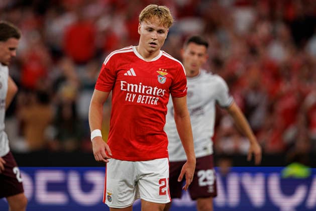 Andreas Schjelderup seen during UEFA Europa League qualifying game between teams of SL Benfica and Heart of Midlothian FC (Maciej Rogowski Ball Raw Images PT) Lisbon Estadio Da Luz Portugal Copyright: xMaciejxRogowskix maciejrogowski_slbenfica_hearts_2627_5-319