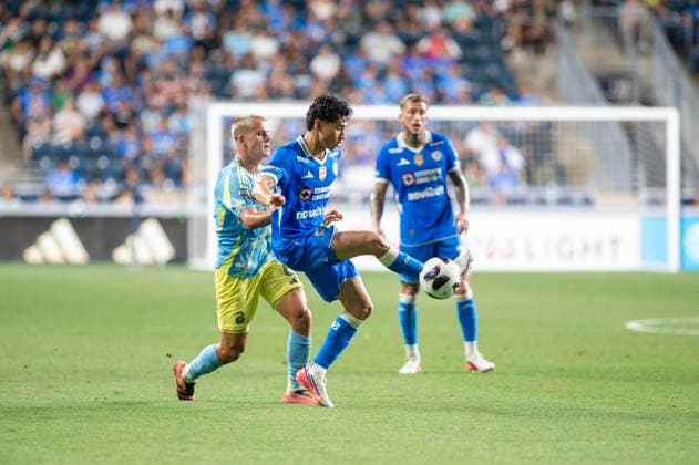 August 6, 2026, Chester, Pennsylvania, United States: Cruz AzulÃ¢â‚¬â ¢s JEREMY MARQUES (16) in action against the Philadelphia UnionÃ¢â‚¬â ¢s CAVAN SULLIVAN (6) during the Leagues Cup match at Subaru Park in Chester PA Soccer 2026: Leagues Cup :Cruz Azul 1:0 Union  - ZUMArf1_ 20260806_zaf_rf1_008 Copyright: xRickyxFitchettx