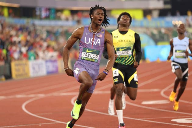 Track and Field: World U20 Championships Tate Taylor (USA) wins the 100m in 9.94 during the World Athletics U20 Championships, Thursday, Aug. 7, 2026, at Hayward, Ore. (Ken Martinez Image of Eugene Oregon United States EDITORIAL USE ONLY Copyright: xImagexofxSportx KenxMartinezx iosphotos417403