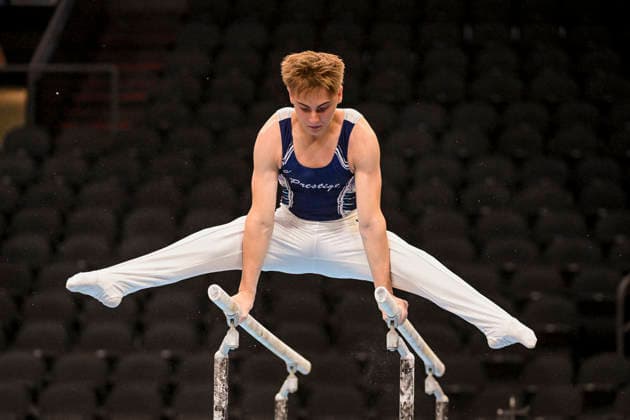 Gymnastics: Gymnastics: Xfinity US Gymnastics Championships Brody Schuller of Prestige competes on parrellel bars exercise in the junior division of the Xfinity USA Gymnastics Championship at the Mortgage Matchup Center in Phoenix, Arizona, Thursday, August 6, 2026. (Thomas Fernandez Image of . Phoenix Arizona United States EDITORIAL USE ONLY Copyright: xx ThomasxFernandezx iosphotos417363