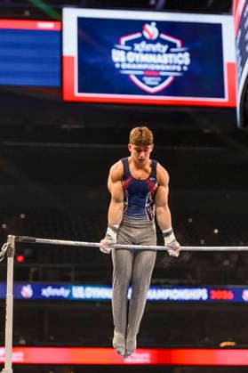 Gymnastics: Gymnastics: Xfinity US Gymnastics Championships Tyler Malecki of Surgents Elite competes on horizontal bar exercise in the junior division of the Xfinity USA Gymnastics Championship at the Mortgage Matchup Center in Phoenix, Arizona, Thursday, August 6, 2026. (Thomas Fernandez Image of . Phoenix Arizona United States EDITORIAL USE ONLY Copyright: xx ThomasxFernandezx iosphotos417367