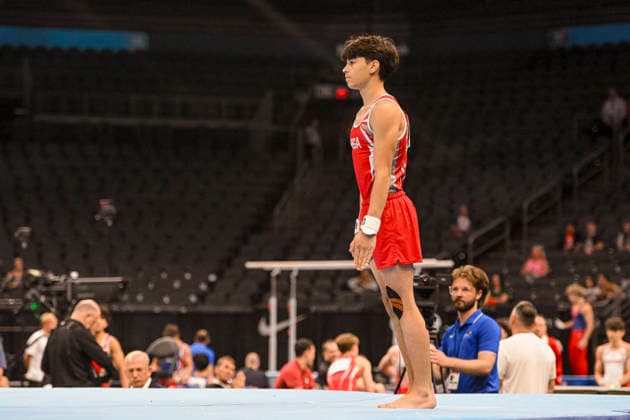 Gymnastics: Gymnastics: Xfinity US Gymnastics Championships Dominick Camare of HGA competes on floor exercise in the junior division of the Xfinity USA Gymnastics Championship at the Mortgage Matchup Center in Phoenix, Arizona, Thursday, August 6, 2026. (Thomas Fernandez Image of . Phoenix Arizona United States EDITORIAL USE ONLY Copyright: xx ThomasxFernandezx iosphotos417333