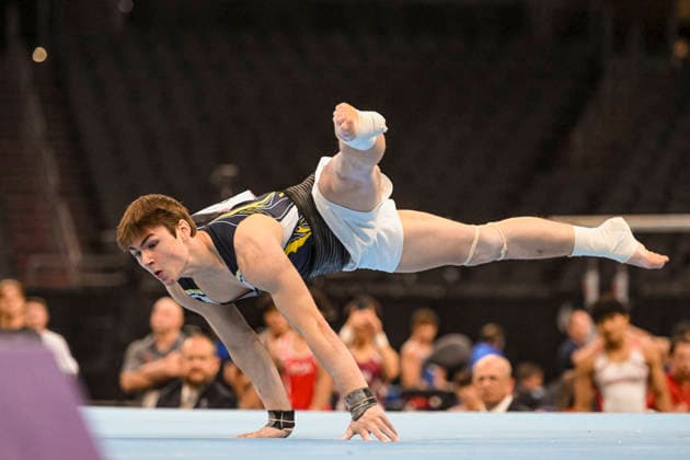 Gymnastics: Gymnastics: Xfinity US Gymnastics Championships Bo McCrea of Lakeshore Gym competes on floor exercise in the junior division of the Xfinity USA Gymnastics Championship at the Mortgage Matchup Center in Phoenix, Arizona, Thursday, August 6, 2026. (Thomas Fernandez Image of . Phoenix Arizona United States EDITORIAL USE ONLY Copyright: xx ThomasxFernandezx iosphotos417354