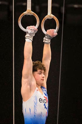 Gymnastics: Gymnastics: Xfinity US Gymnastics Championships Finn Boatman of EVO Gym competes on still rings exercise in the junior division of the Xfinity USA Gymnastics Championship at the Mortgage Matchup Center in Phoenix, Arizona, Thursday, August 6, 2026. (Thomas Fernandez Image of . Phoenix Arizona United States EDITORIAL USE ONLY Copyright: xx ThomasxFernandezx iosphotos417368