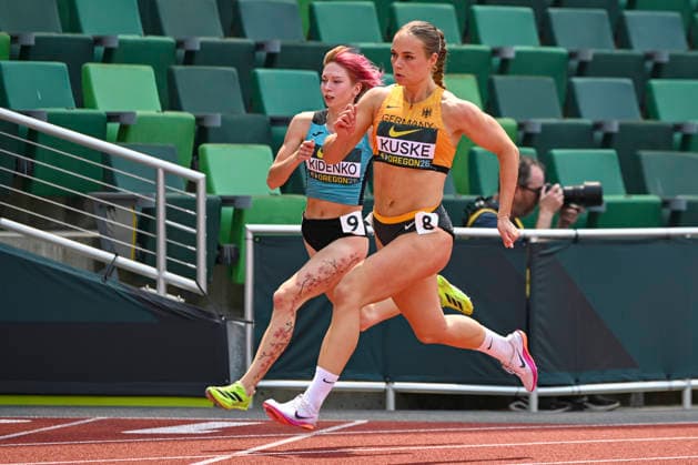 World Athletics U20 Championships Oregon 2026 EUGENE, UNITED STATES OF AMERICA - AUGUST 7, 2026 : Eni Kuske (GER) competing in the 400m during the World Athletics U20 Championships Oregon 2026 at Hayward Field on August 7, 2026 in Eugene, United States Of America. *** World Athletics U20 Championships, Oregon 2026, EUGENE, UNITED STATES OF AMERICA AUGUST 7, 2026 Eni Kuske (GER) competing in the 400m during the World Athletics U20 Championships Oregon 2026 at Hayward Field on August 7, 2026, in Eugene, United States of America Copyright: xBEAUTIFULxSPORTS DecaxText&Bildx