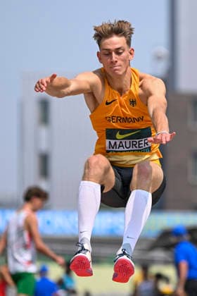 World Athletics U20 Championships Oregon 2026 EUGENE, UNITED STATES OF AMERICA - AUGUST 7, 2026 : Benedikt Maurer (GER) competing in the triple jump during the World Athletics U20 Championships Oregon 2026 at Hayward Field on August 7, 2026 in Eugene, United States Of America. *** World Athletics U20 Championships Oregon 2026 EUGENE, UNITED STATES OF AMERICA AUGUST 7, 2026 Benedikt Maurer (GER) competing in the triple jump during the World Athletics U20 Championships Oregon 2026 at Hayward Field on August 7, 2026, in Eugene, United States of America Copyright: xBEAUTIFULxSPORTS DecaxText&Bildx