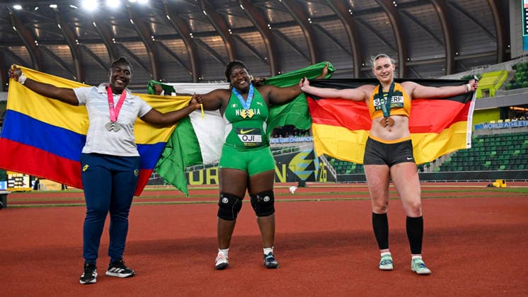 World Athletics U20 Championships Oregon 2026 EUGENE, UNITED STATES OF AMERICA - AUGUST 7, 2026 : Emily Scherf (GER) wins Bronze in the shot put during the World Athletics U20 Championships Oregon 2026 at Hayward Field on August 7, 2026 in Eugene, United States Of America. *** World Athletics U20 Championships Oregon 2026 EUGENE, UNITED STATES OF AMERICA AUGUST 7, 2026 Emily Scherf of Germany wins bronze in the shot put during the World Athletics U20 Championships Oregon 2026 at Hayward Field on August 7, 2026, in Eugene, United States of America Copyright: xBEAUTIFULxSPORTS DecaxText&Bildx