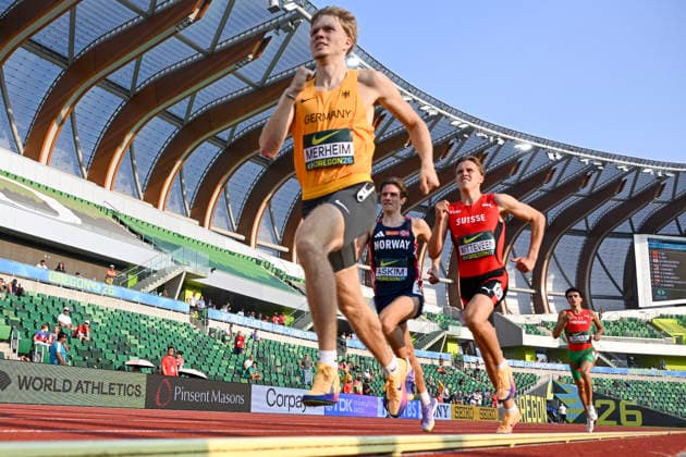 World Athletics U20 Championships Oregon 2026 EUGENE, UNITED STATES OF AMERICA - AUGUST 7, 2026 : Finn Jakob Merheim (GER) competes in the 1500m during the World Athletics U20 Championships Oregon 2026 at Hayward Field on August 7, 2026 in Eugene, United States Of America. *** World Athletics U20 Championships Oregon 2026 EUGENE, UNITED STATES OF AMERICA AUGUST 7, 2026 Finn Jakob Merheim (GER) competes in the 1500m during the World Athletics U20 Championships Oregon 2026 at Hayward Field on August 7, 2026, in Eugene, United States of America Copyright: xBEAUTIFULxSPORTS DecaxText&Bildx