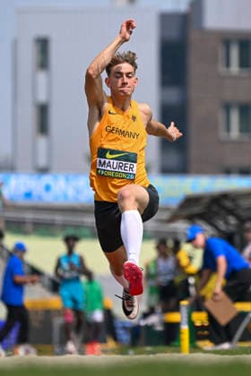 World Athletics U20 Championships Oregon 2026 EUGENE, UNITED STATES OF AMERICA - AUGUST 7, 2026 : Benedikt Maurer (GER) competing in the triple jump during the World Athletics U20 Championships Oregon 2026 at Hayward Field on August 7, 2026 in Eugene, United States Of America. *** World Athletics U20 Championships Oregon 2026 EUGENE, UNITED STATES OF AMERICA AUGUST 7, 2026 Benedikt Maurer (GER) competing in the triple jump during the World Athletics U20 Championships Oregon 2026 at Hayward Field on August 7, 2026, in Eugene, United States of America Copyright: xBEAUTIFULxSPORTS DecaxText&Bildx