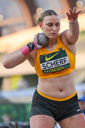 World Athletics U20 Championships Oregon 2026 EUGENE, UNITED STATES OF AMERICA - AUGUST 7, 2026 : Emily Scherf (GER) wins Bronze in the shot put during the World Athletics U20 Championships Oregon 2026 at Hayward Field on August 7, 2026 in Eugene, United States Of America. *** World Athletics U20 Championships Oregon 2026 EUGENE, UNITED STATES OF AMERICA AUGUST 7, 2026 Emily Scherf of Germany wins bronze in the shot put during the World Athletics U20 Championships Oregon 2026 at Hayward Field on August 7, 2026, in Eugene, United States of America Copyright: xBEAUTIFULxSPORTS DecaxText&Bildx