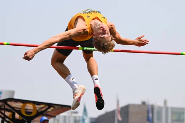 World Athletics U20 Championships Oregon 2026 EUGENE, UNITED STATES OF AMERICA - AUGUST 6, 2026 : Keon Schmidt-Gothan (GER) competing in the high jump during the World Athletics U20 Championships Oregon 2026 at Hayward Field on August 6, 2026 in Eugene, United States Of America. *** World Athletics U20 Championships Oregon 2026 EUGENE, UNITED STATES OF AMERICA AUGUST 6, 2026 Keon Schmidt Gothan (GER) competing in the high jump during the World Athletics U20 Championships Oregon 2026 at Hayward Field on August 6, 2026, in Eugene, United States of America Copyright: xBEAUTIFULxSPORTS DecaxText&Bildx