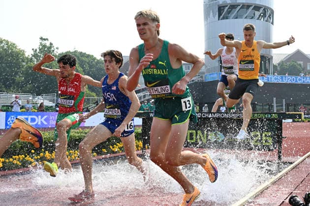 World Athletics U20 Championships Oregon 2026 EUGENE, UNITED STATES OF AMERICA - AUGUST 6, 2026 : Marco Voggenreiter (GER) competing in the steeplechase during the World Athletics U20 Championships Oregon 2026 at Hayward Field on August 6, 2026 in Eugene, United States Of America. *** World Athletics U20 Championships Oregon 2026 EUGENE, UNITED STATES OF AMERICA AUGUST 6, 2026 Marco Voggenreiter (GER) competing in the steeplechase during the World Athletics U20 Championships Oregon 2026 at Hayward Field on August 6, 2026, in Eugene, United States of America Copyright: xBEAUTIFULxSPORTS DecaxText&Bildx
