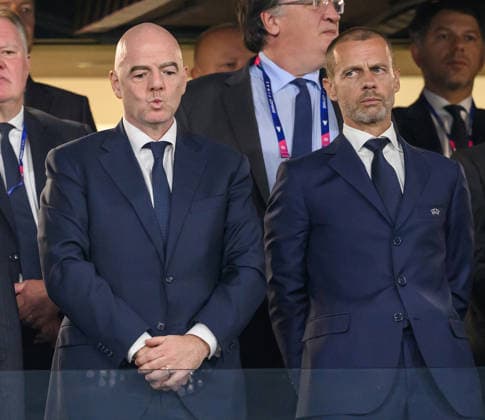 07 Aug - FIFA President Gianni Infantino and UEFA President Aleksander Ceferin 07 Aug 2026 - FIFA President Gianni Infantino and UEFA President Aleksander Ceferin. *** FILE PHOTO *** FIFA President Gianni Infantino (left) and UEFA President Aleksander Ceferin at the Champions League Final in Istanbul. Manchester City v Inter Milan - UEFA Champions League - Final - Ataturk Olympic Stadium Picture : Mark Pain ISTANBUL TURKEY  Copyright: xMarkxPainx