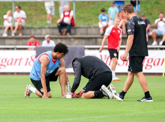 07.08.2026, Deutschland, Grassau, Fußball Bundesliga, Saison 2026 2027, Trainingslager VfB Stuttgart, Ameen Al-Dakhil *** August 7, 2026, Germany, Grassau, Bundesliga, 2026–2027 season, VfB Stuttgart training camp, Ameen Al Dakhil