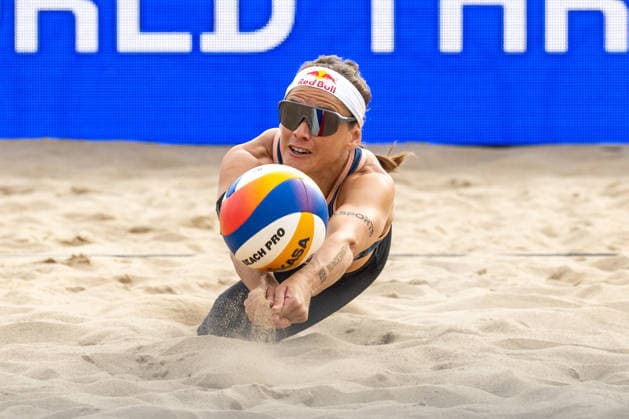 HAMBURG, GERMANY - AUGUST 7: Cinja Tillmann (Player No. 2, GER) during the Beach Pro Tour - Elite 16 at Hamburg on August 7, 2026 in Hamburg, Germany. Germany Copyright: xPeterxWeberx