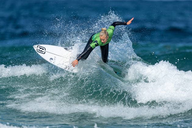Surfing, Boardmasters 2026, World Surf League Sarah Leiceaga (France) during the Boardmasters 2026 surfing championships at Fistral Beach, Newquay, UK on 6 August 2026. Newquay Fistral Beach Hampshire UK Editorial use only , Copyright: xStevexBaileyx PSI-24643-0122