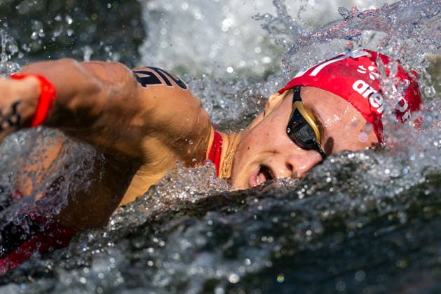 SWIMMING - EAC 2026 PARIS,FRANCE,07.AUG.26 - SWIMMING - European Aquatics Championships Paris 2026, open water, 3km knock out,men. Image shows Luca Karl (AUT).  GEPAxpictures xPhilippxBrem