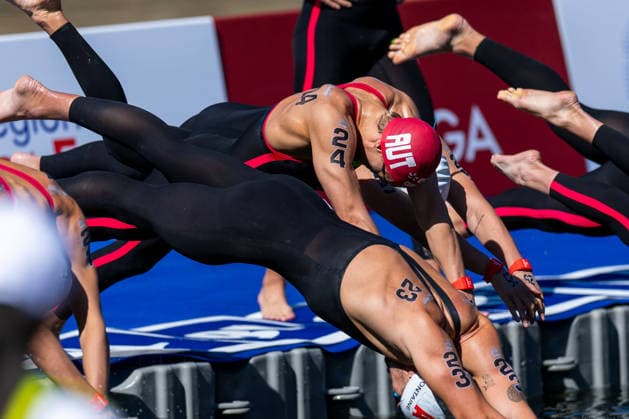 SWIMMING - EAC 2026 PARIS,FRANCE,07.AUG.26 - SWIMMING - European Aquatics Championships Paris 2026, open water, 3km knock out,men. Image shows Luca Karl (AUT).  GEPAxpictures xPhilippxBrem