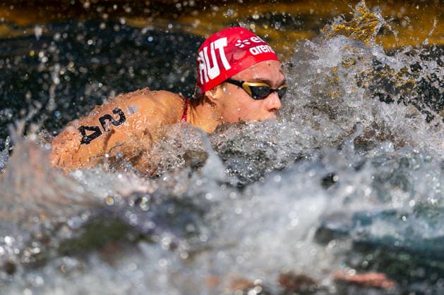 SWIMMING - EAC 2026 PARIS,FRANCE,07.AUG.26 - SWIMMING - European Aquatics Championships Paris 2026, open water, 3km knock out,men. Image shows Luca Karl (AUT).  GEPAxpictures xPhilippxBrem