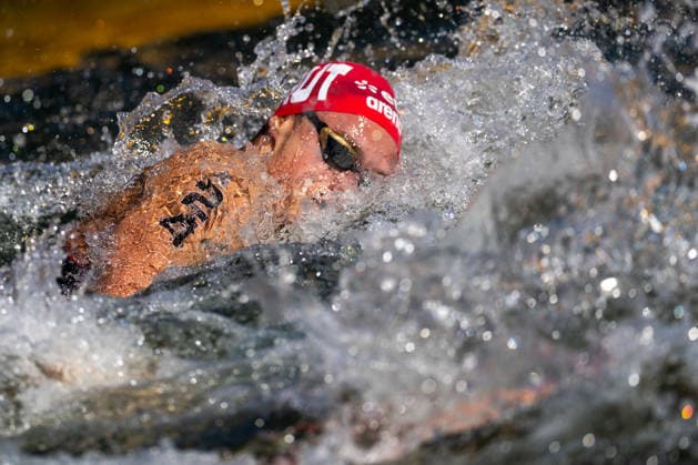 SWIMMING - EAC 2026 PARIS,FRANCE,07.AUG.26 - SWIMMING - European Aquatics Championships Paris 2026, open water, 3km knock out,men. Image shows Luca Karl (AUT).  GEPAxpictures xPhilippxBrem