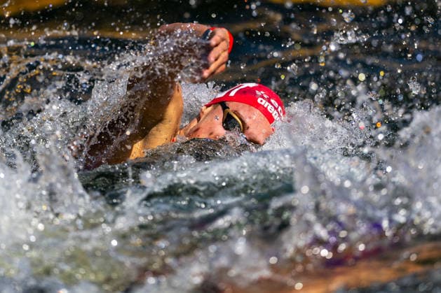 SWIMMING - EAC 2026 PARIS,FRANCE,07.AUG.26 - SWIMMING - European Aquatics Championships Paris 2026, open water, 3km knock out,men. Image shows Luca Karl (AUT).  GEPAxpictures xPhilippxBrem