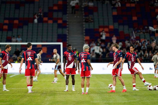 HONGKONG-SOCCER Team FC Bayern Munich before a match of FC Bayern Munich VS Aston Villa at Kai Tan Stadium during the Audi Football Summit 2026 in Hong Kong, August 7, 2026. NEXPHER Vernon Yuen HONG KONG