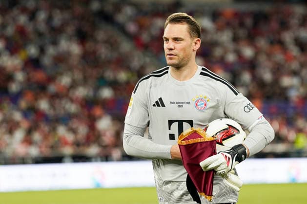 HONGKONG-SOCCER Manuel Neuer of FC Bayern Munich before a match of FC Bayern Munich VS Aston Villa at Kai Tan Stadium during the Audi Football Summit 2026 in Hong Kong, August 7, 2026. NEXPHER Vernon Yuen HONG KONG